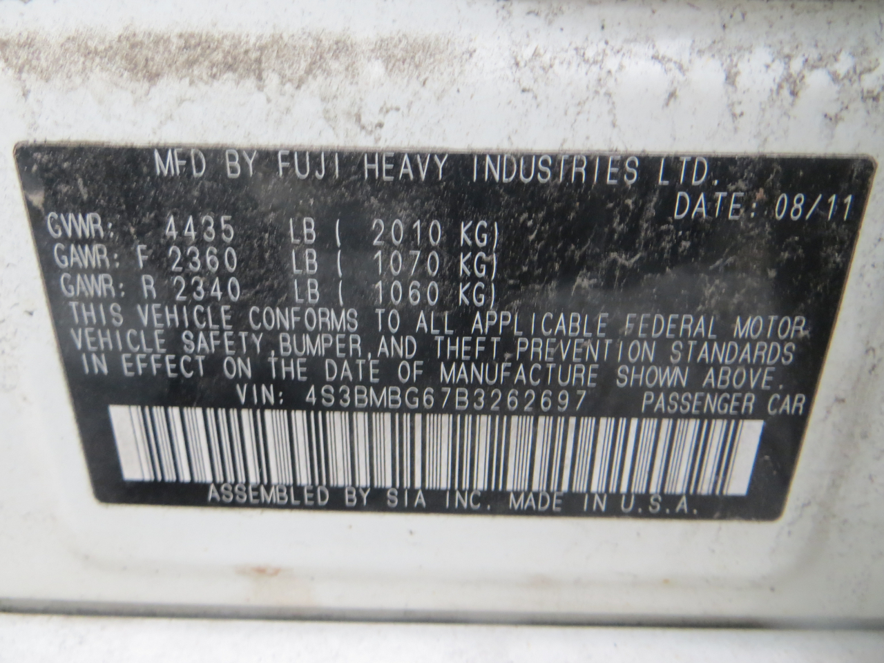 Subaru Legacy 2.5i Premium 2011