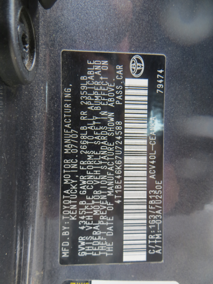 Toyota Camry LE 2007