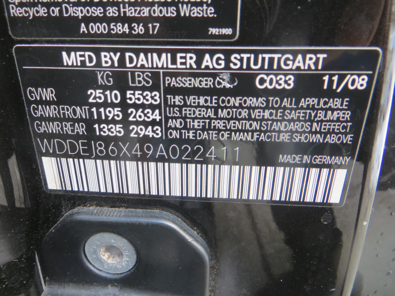 Mercedes-Benz CL-Class CL550 4MATIC 2009