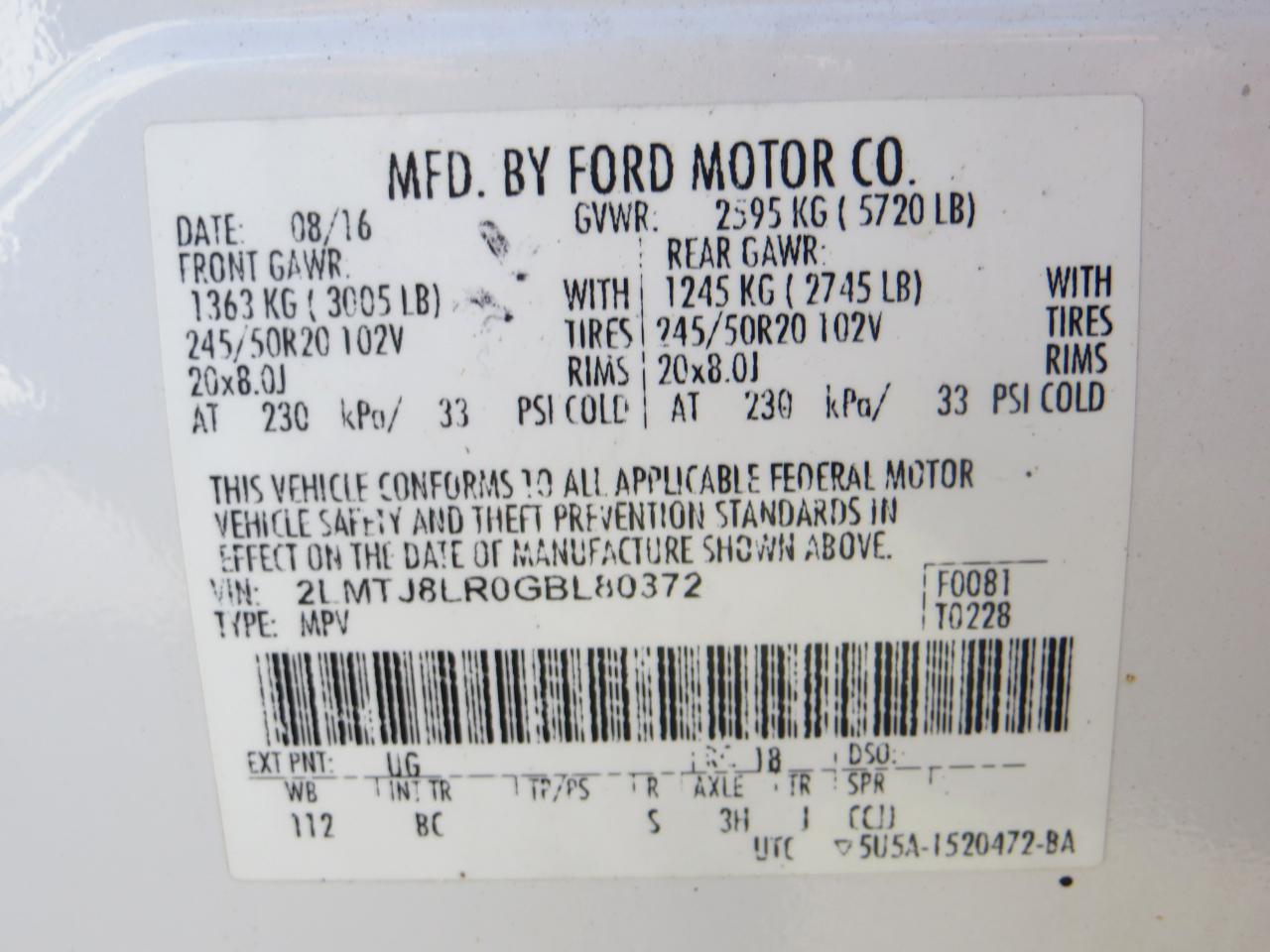 Lincoln MKX Reserve AWD 2016