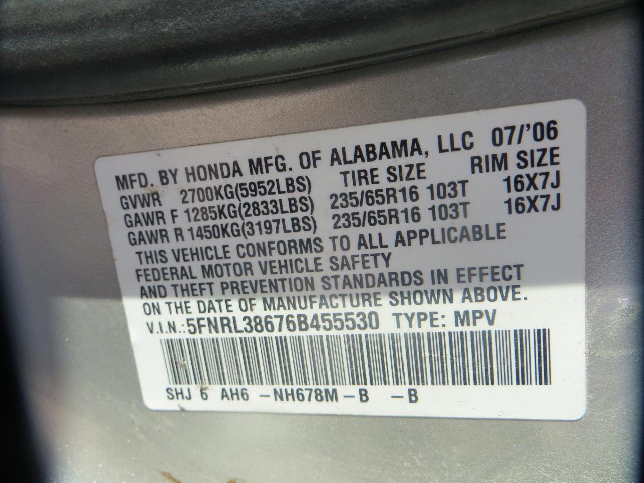 Honda Odyssey EX-L 2006