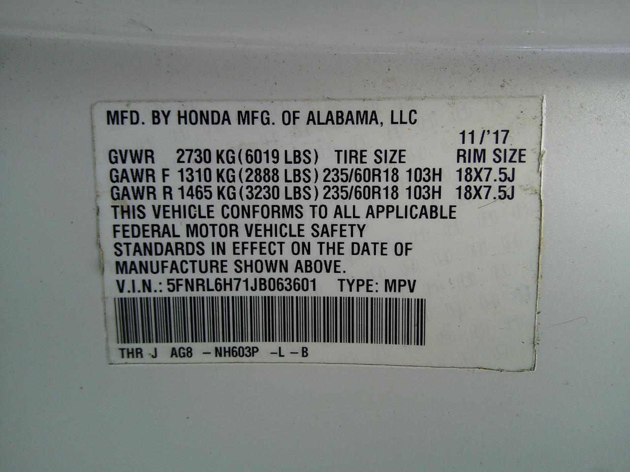 Honda Odyssey EXR 2018