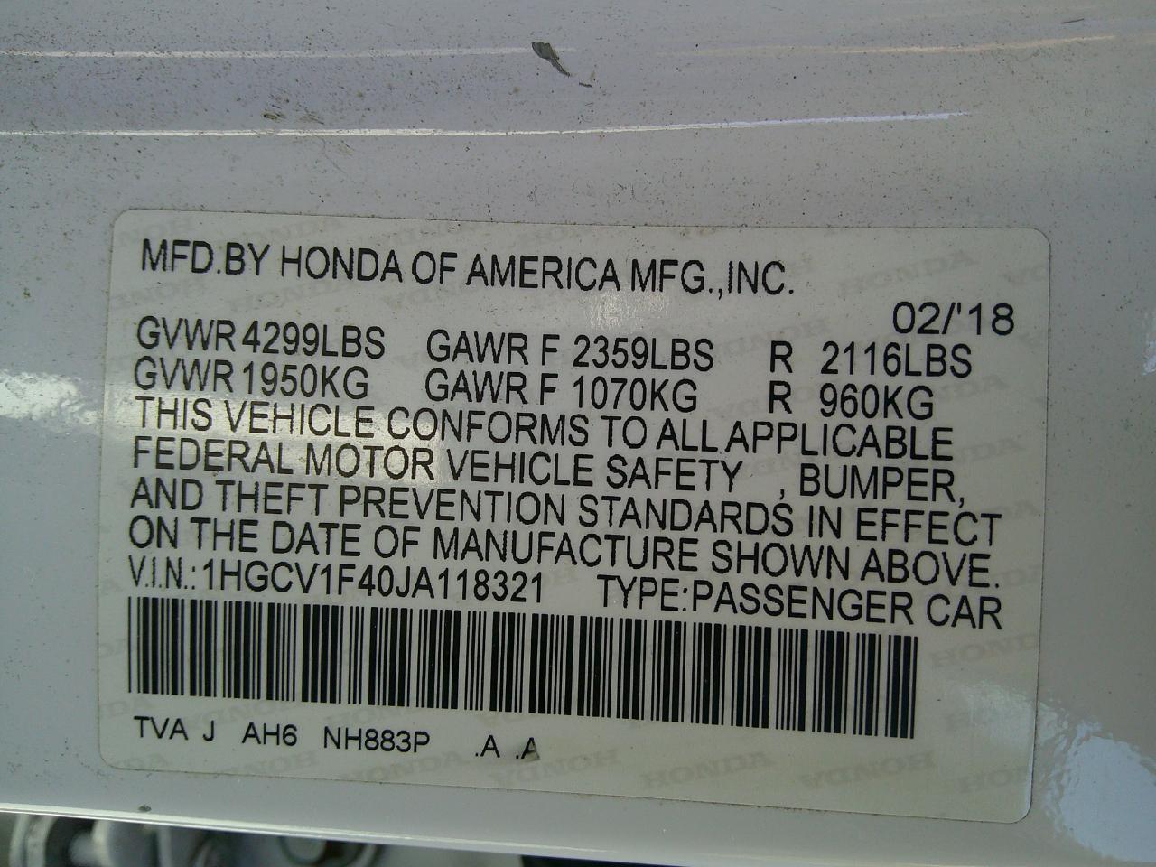 Honda Accord EX CVT 2018