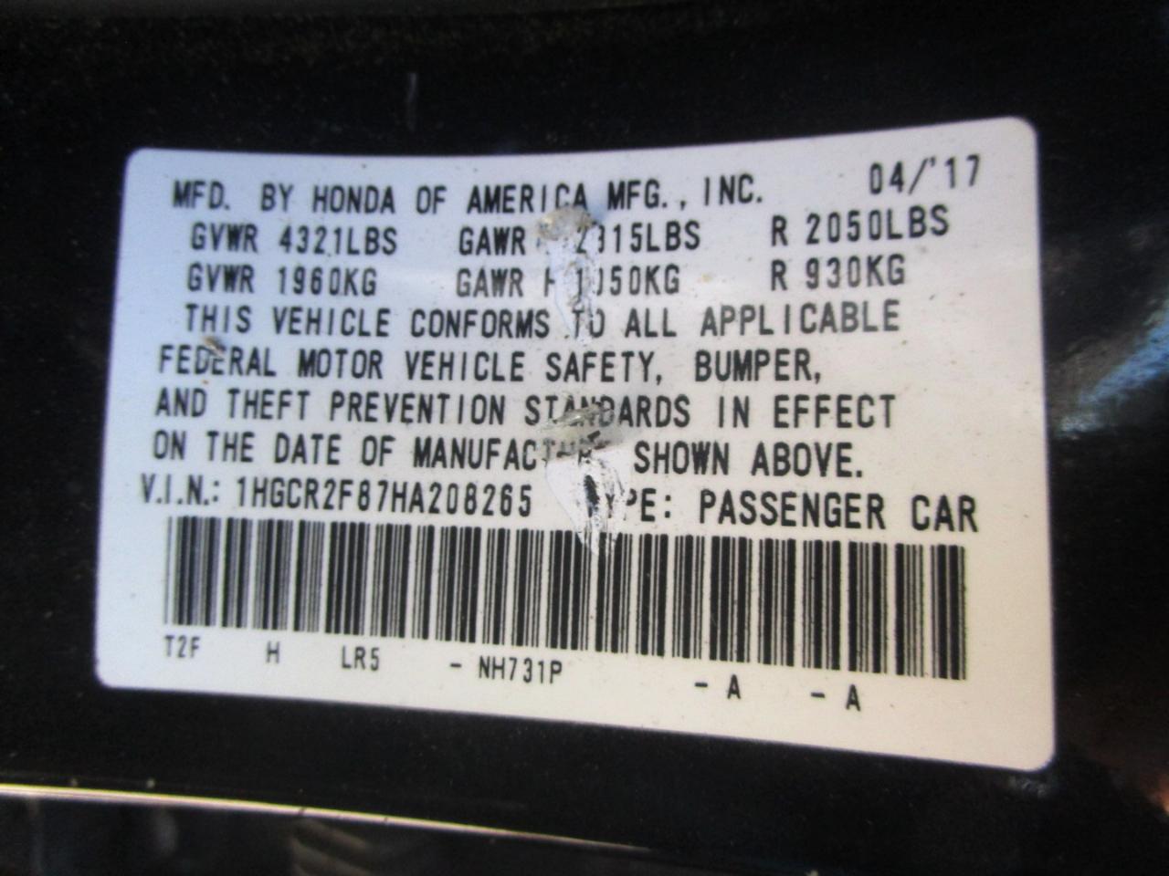 Honda Accord EX-L Sedan 2017