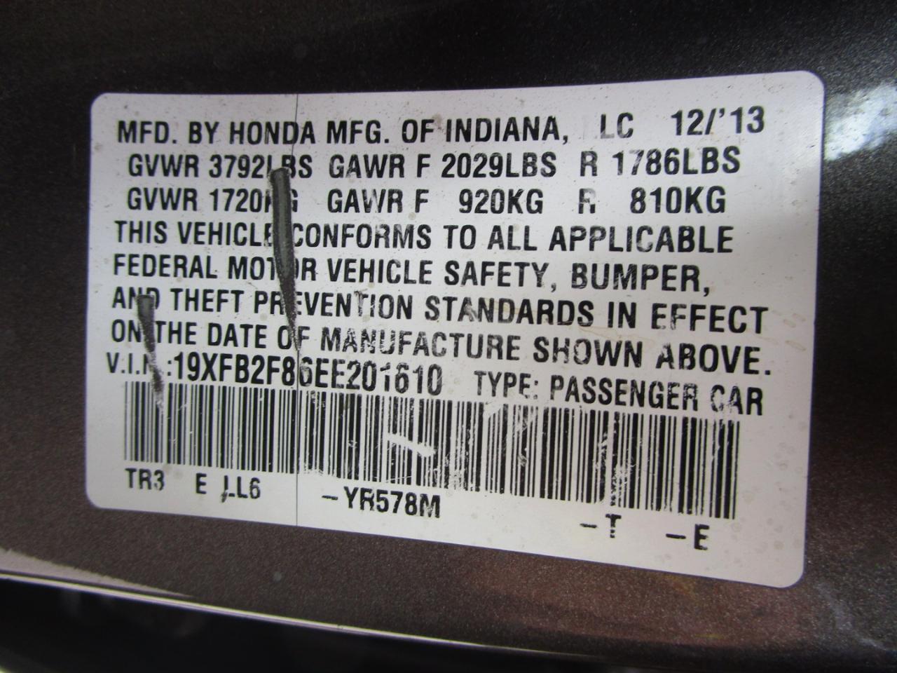 Honda Civic EX Sedan CVT 2014