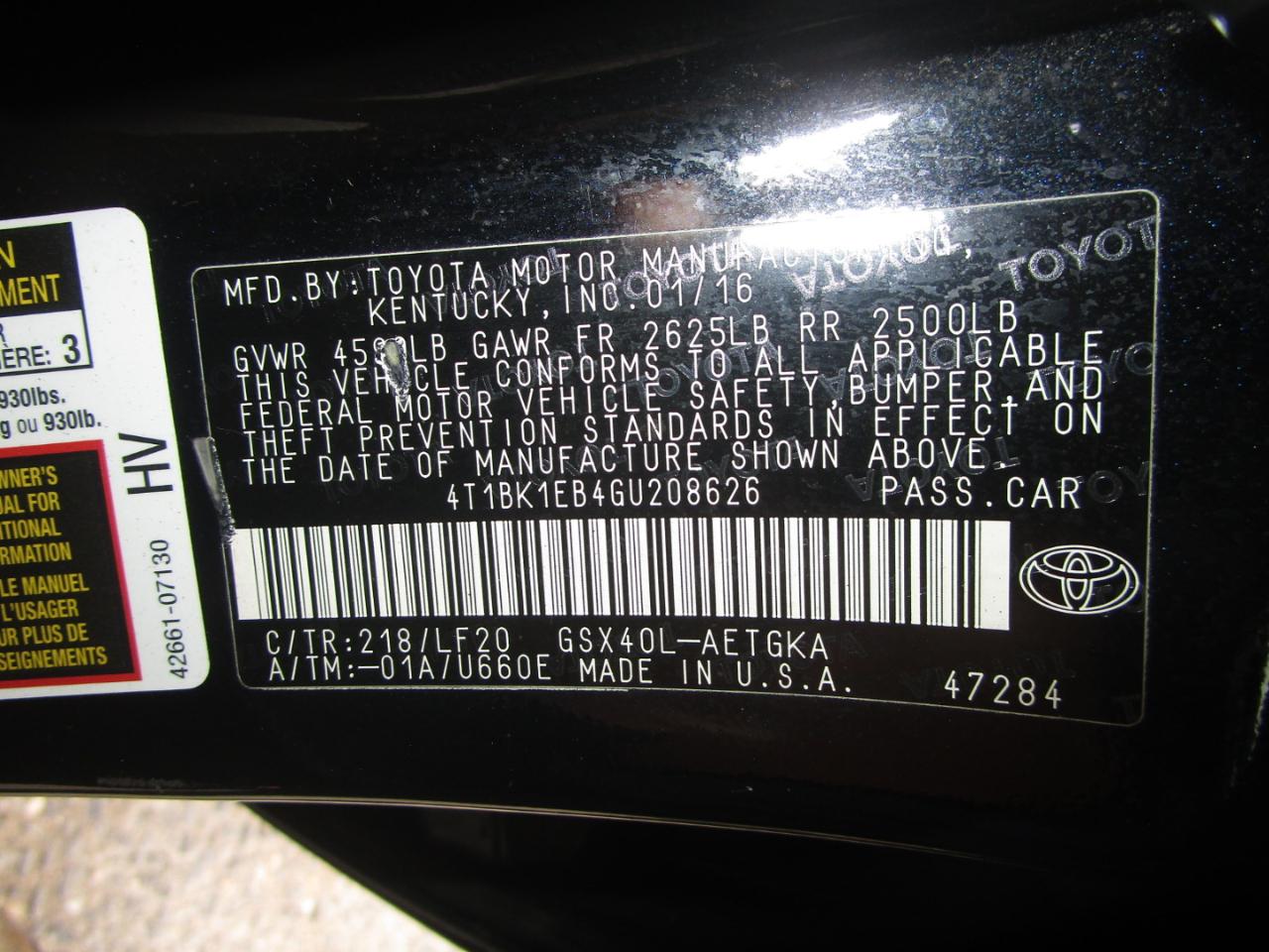 Toyota Avalon XLE 2016