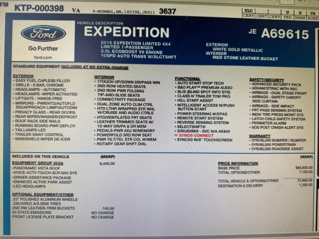 Ford Expedition Limited 4D SUV 4WD 2018
