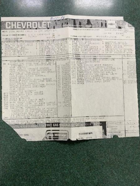Chevrolet Monte Carlo 2dr Sport Coupe SS 1986