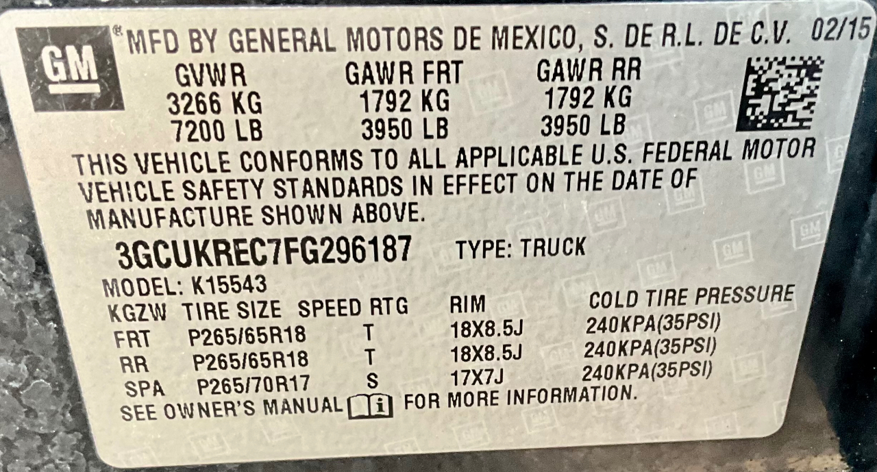 Chevrolet Silverado 1500 1LT Crew Cab 4WD 2015