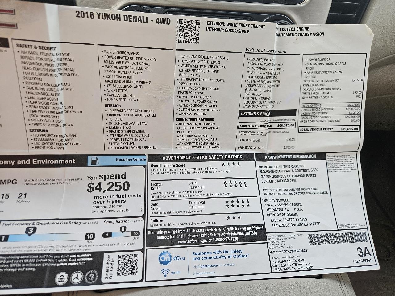 GMC Yukon 4WD 4dr Denali 2016