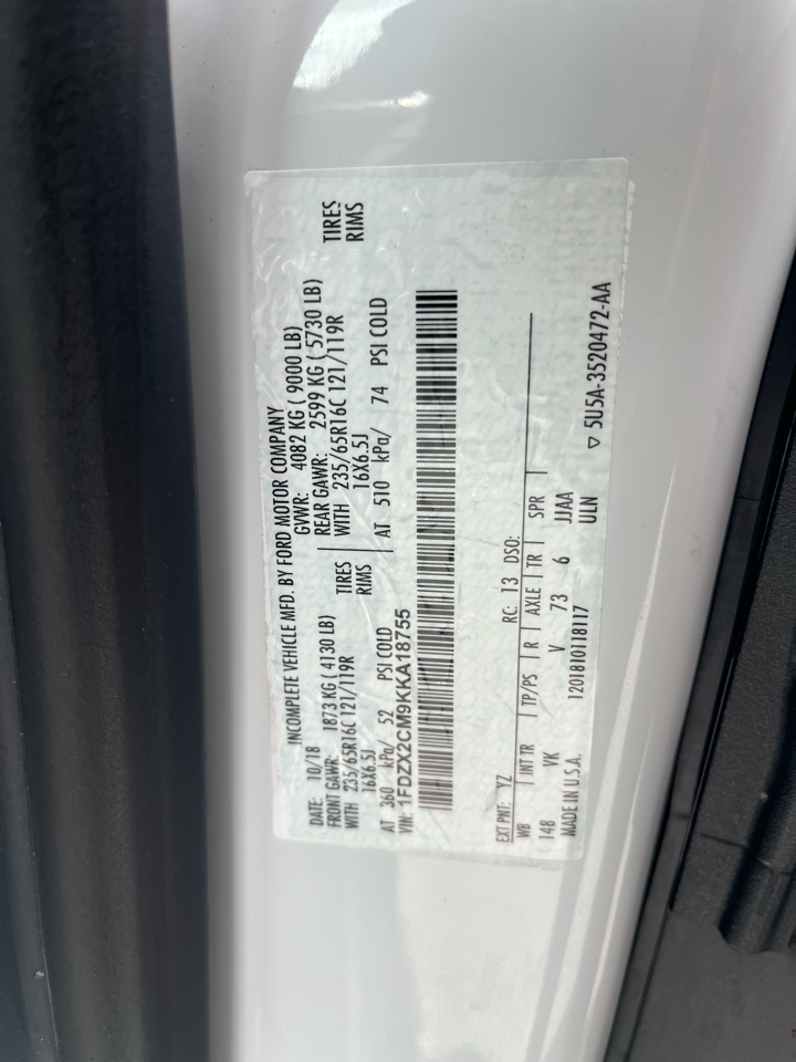 Ford Transit Passenger Wagon T-350 148" Med Roof XL Sliding RH Dr 2019