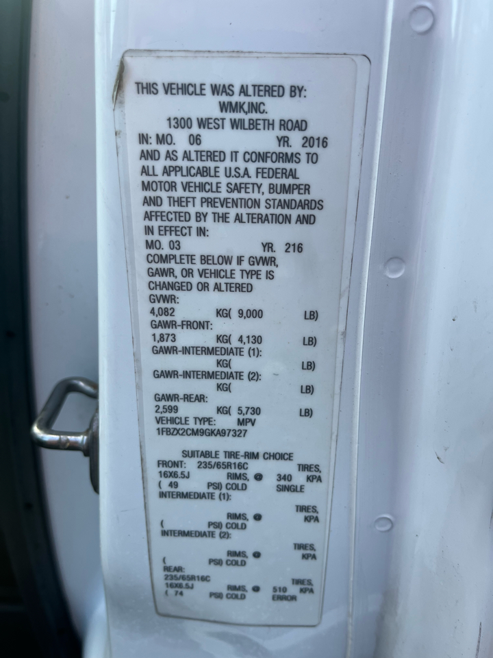 Ford Transit Wagon T-350 148" Med Roof XL Sliding RH Dr 2016