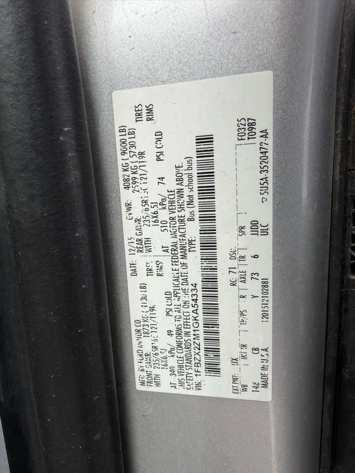 Ford Transit Wagon T-350 148" Low Roof XLT Swing-Out RH Dr 2016