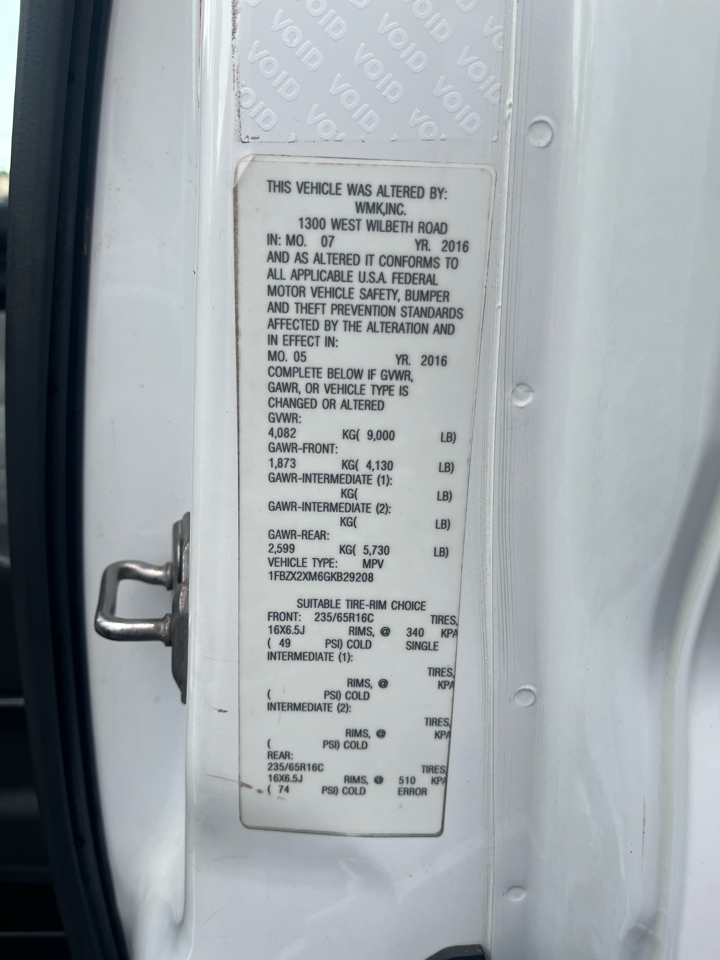 Ford Transit Wagon T-350 148" High Roof XLT Sliding RH Dr 2016