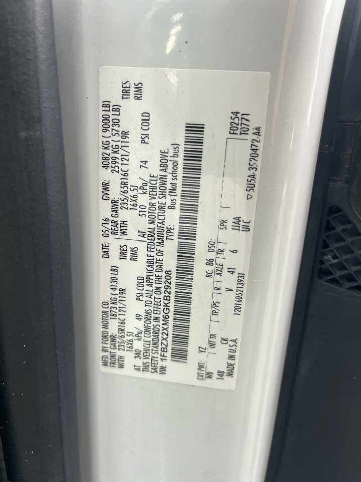 Ford Transit Wagon T-350 148" High Roof XLT Sliding RH Dr 2016