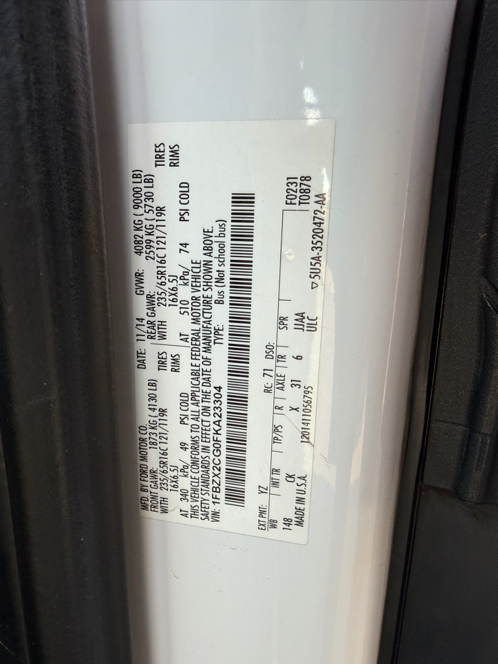 Ford Transit Wagon T-350 148" Med Roof XLT Sliding RH Dr 2015