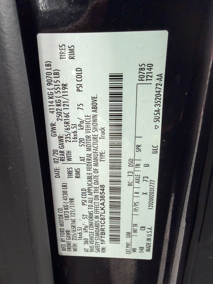 Ford Transit Cargo Van T-250 148" Med Rf 9070 GVWR RWD 2020