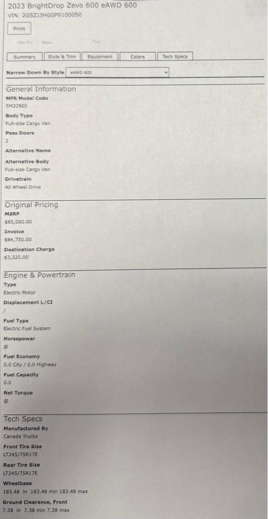 BrightDrop  Zevo  2023