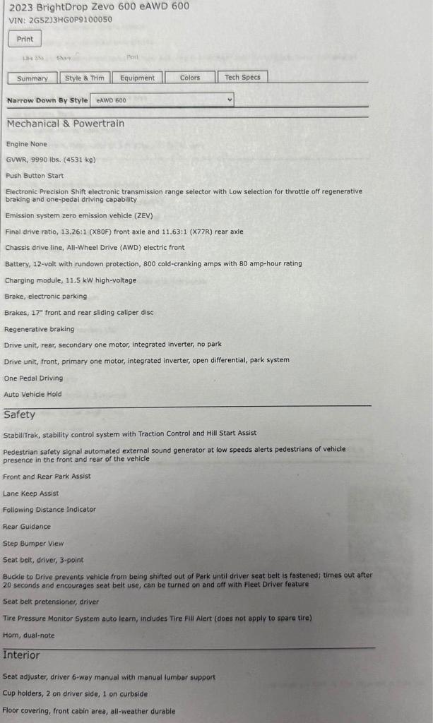 BrightDrop  Zevo  2023