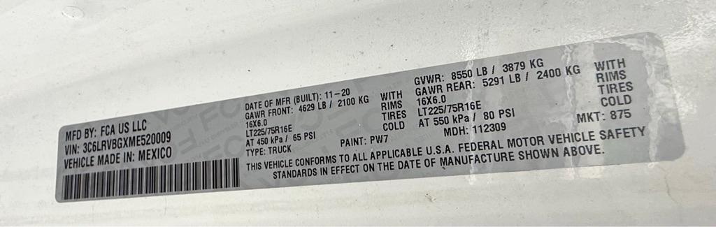 RAM Promaster  2021