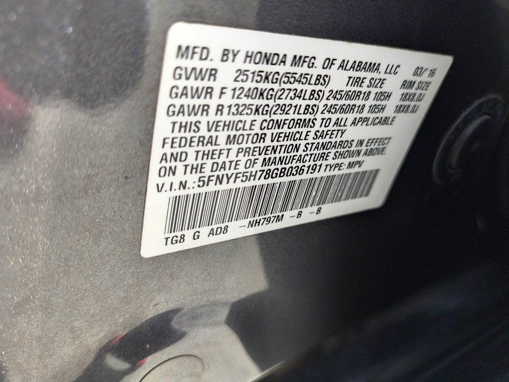 Honda Pilot EXLN 2WD 2016