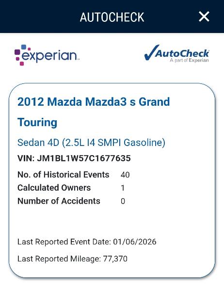 Mazda MAZDA3 s Grand Touring 4-Door 2012