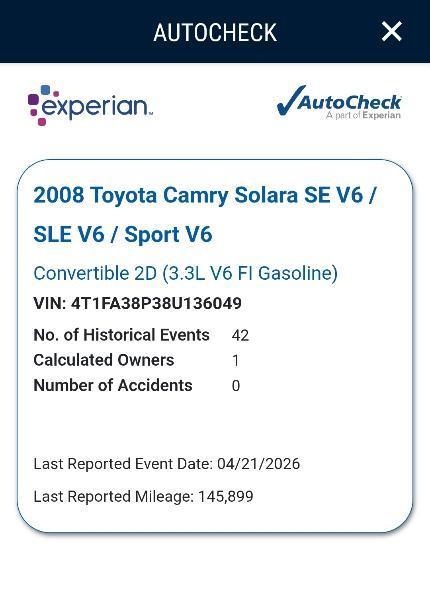 Toyota Camry Solara Sport Convertible 2008