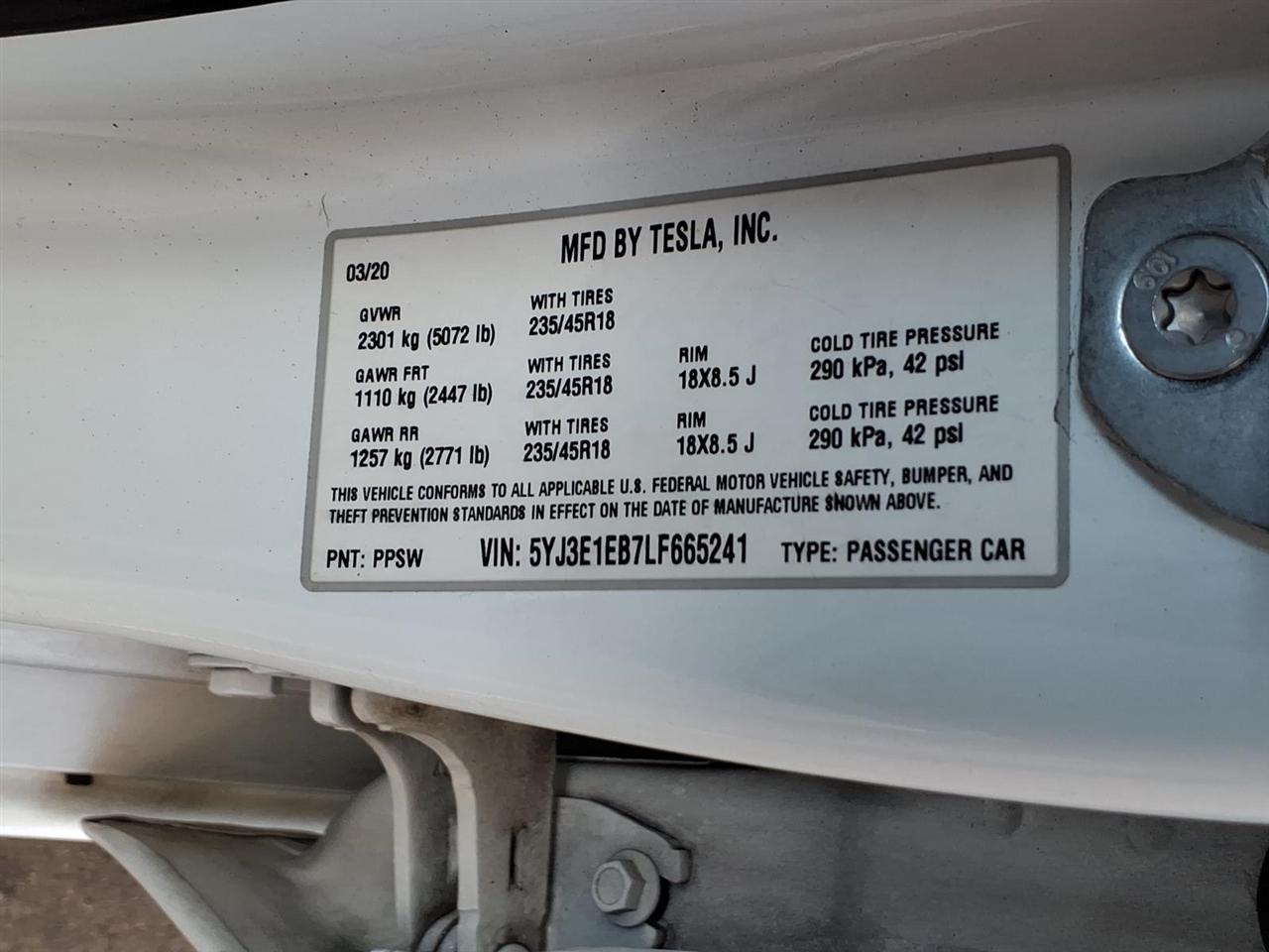 Tesla Model 3  2020
