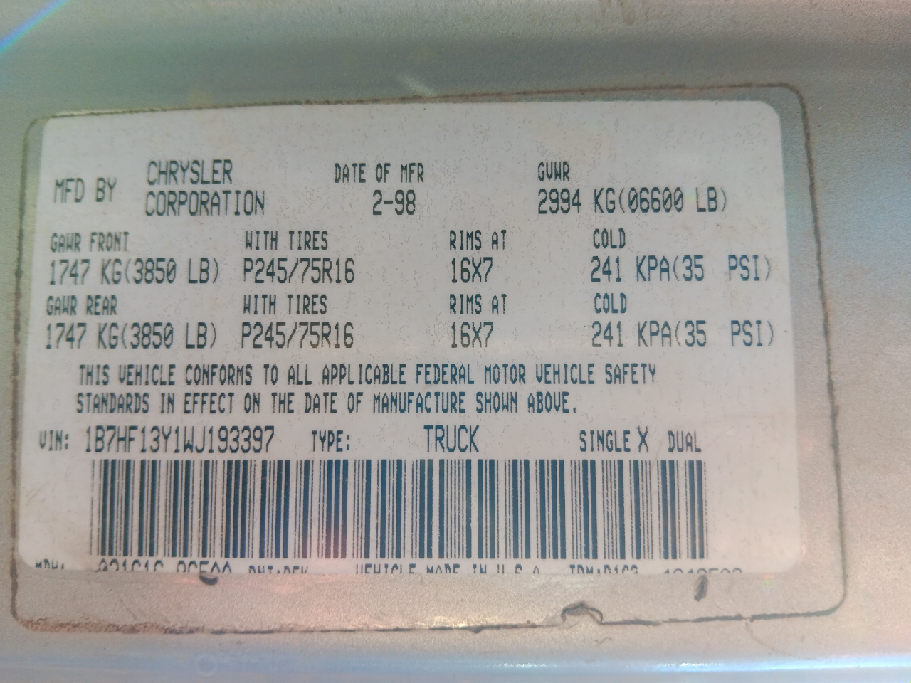 Dodge Ram 1500  1998