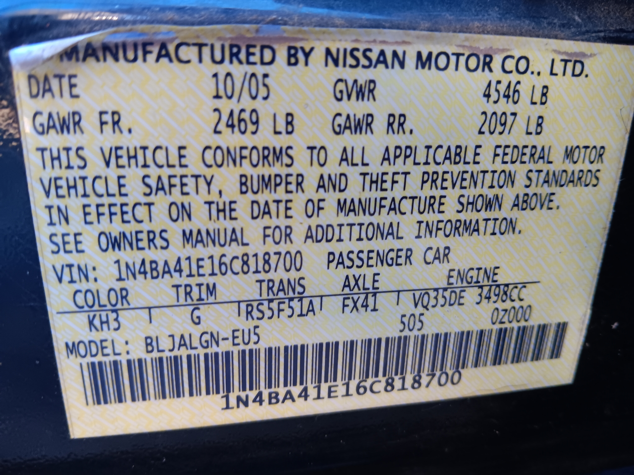 Nissan Maxima 3.5 SE 2006