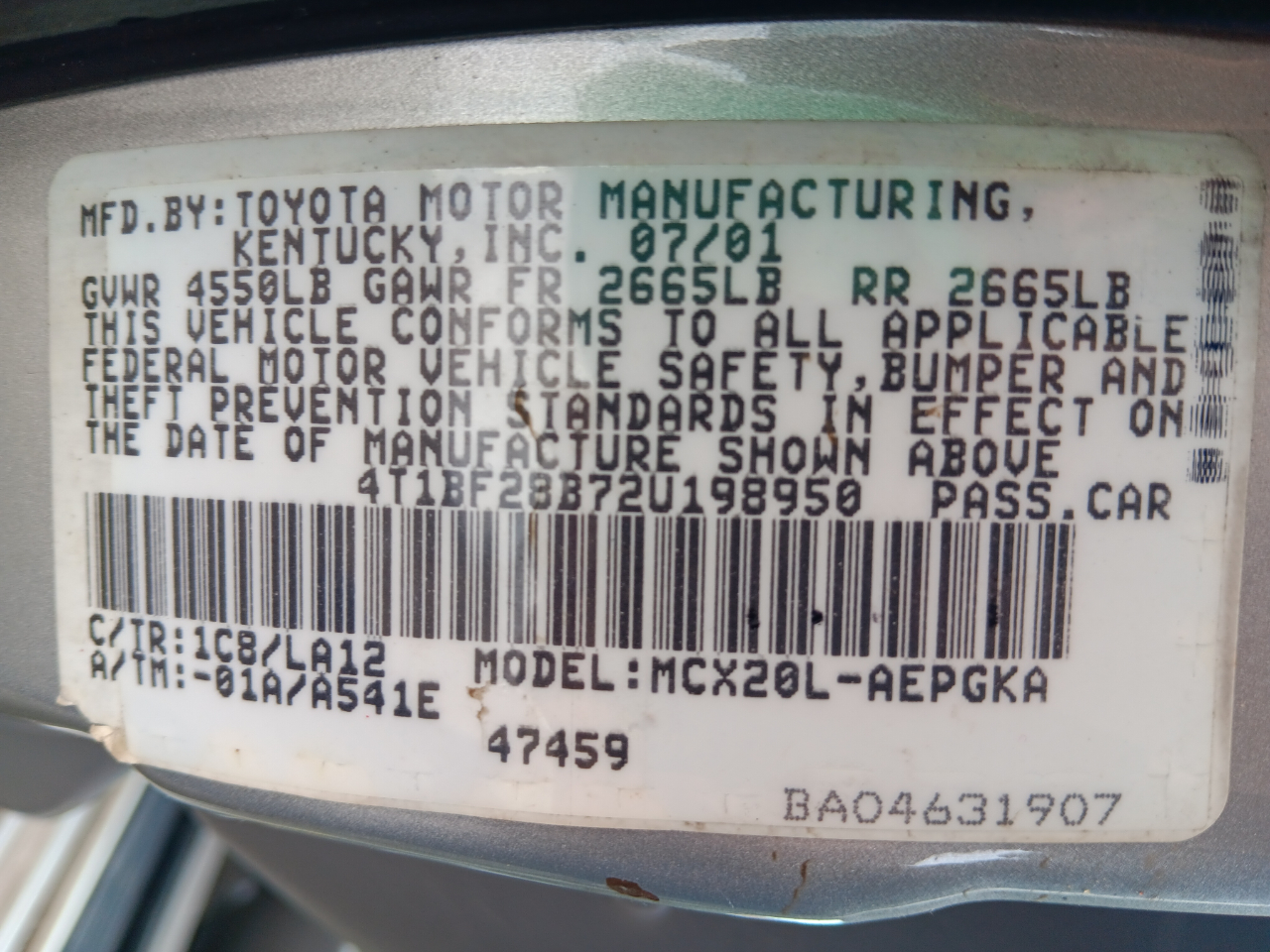 Toyota Avalon XL 2002