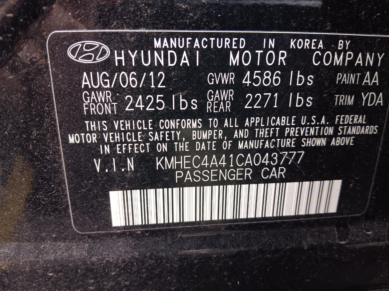 Hyundai Sonata Hybrid Base 2012