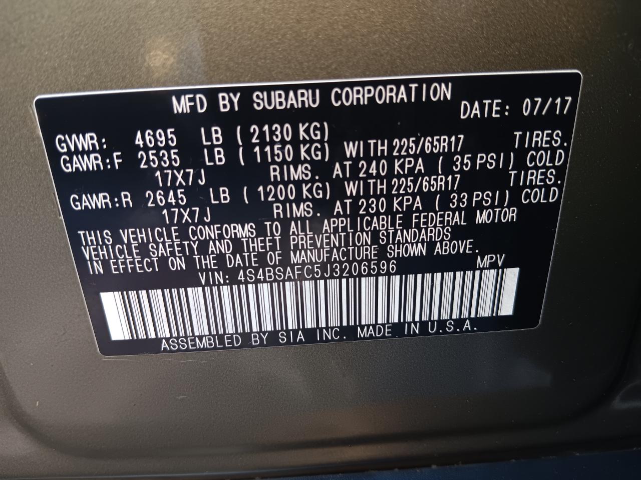 Subaru Outback 2.5i Premium 2018