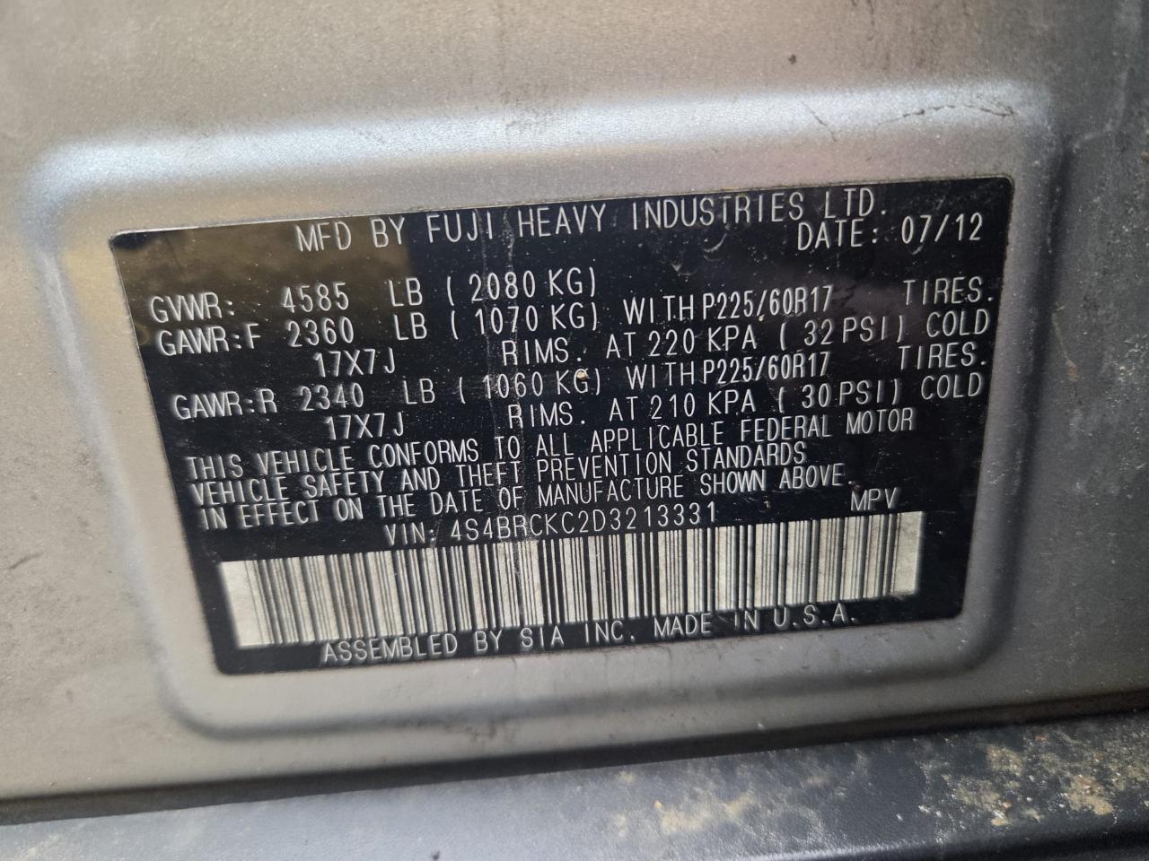 Subaru Outback 2.5i Limited 2013