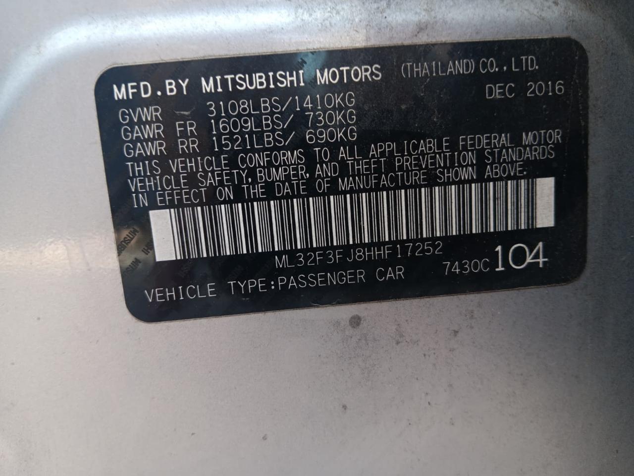 Mitsubishi Mirage G4 ES 2017