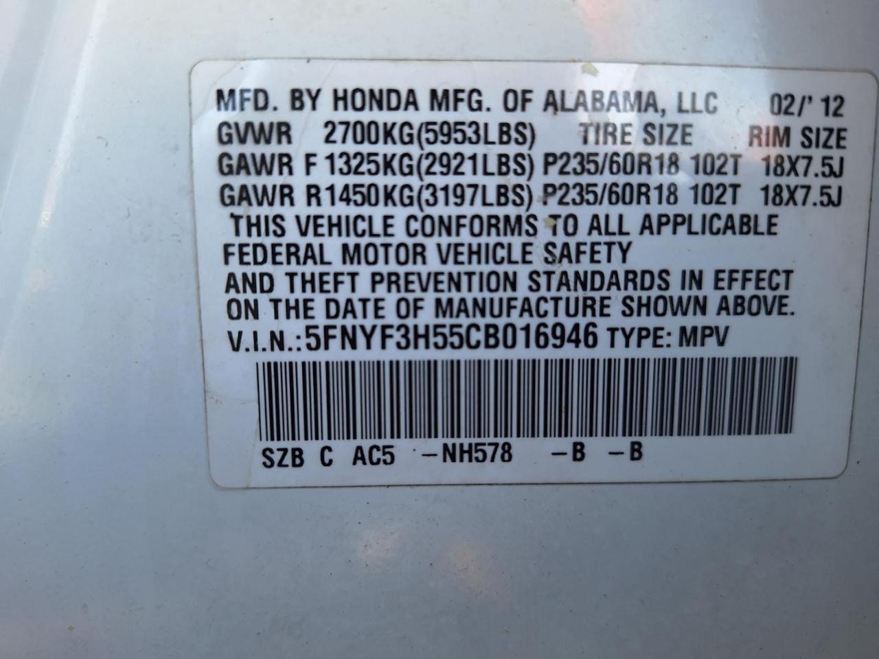 Honda Pilot EX-L 2012