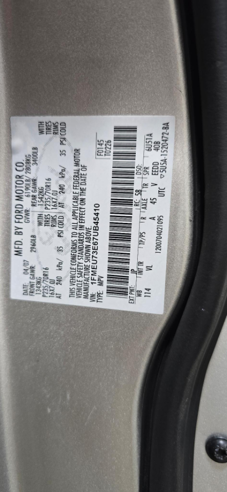 Ford Explorer XLT 4.0L 4WD 2007