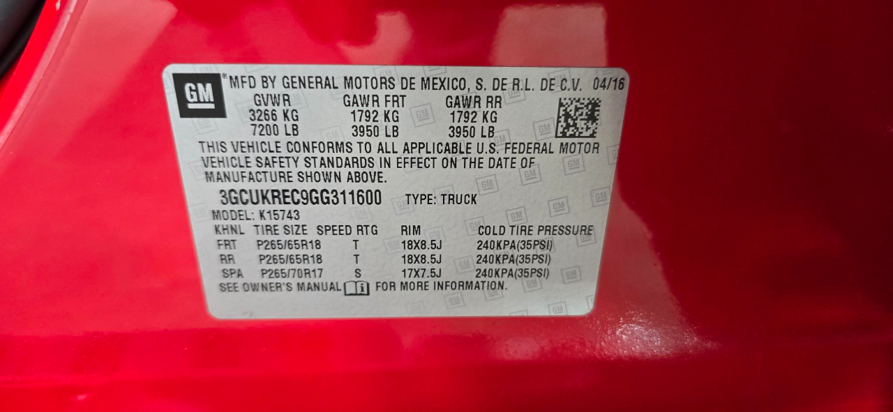 Chevrolet Silverado 1500 LT Crew Cab Long Box 4WD 2016