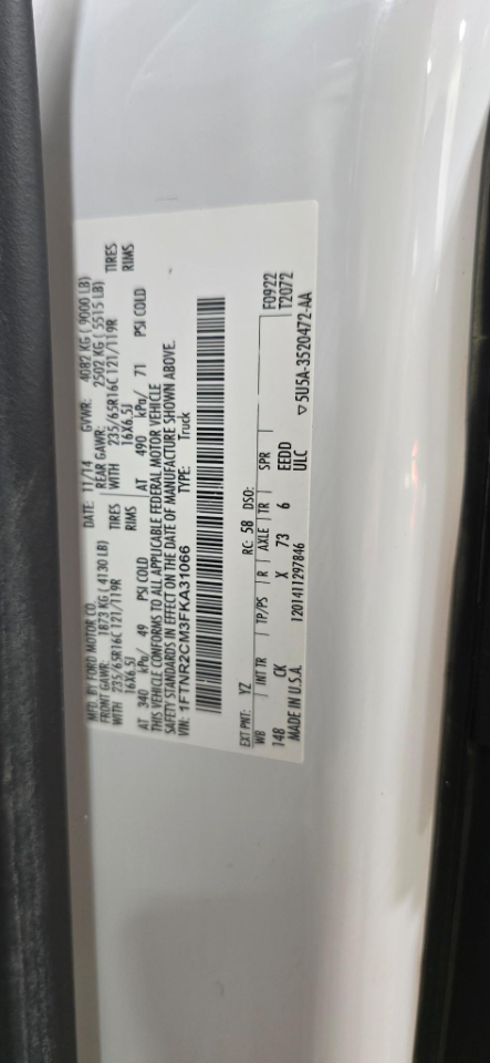 Ford Transit 250 Van Med. Roof w/Sliding Pass. 148-in. WB 2015