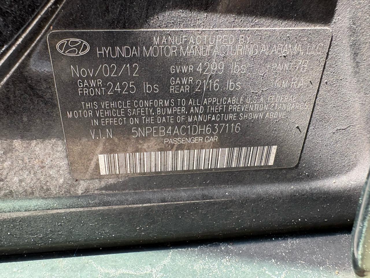 Hyundai Sonata GLS 2013