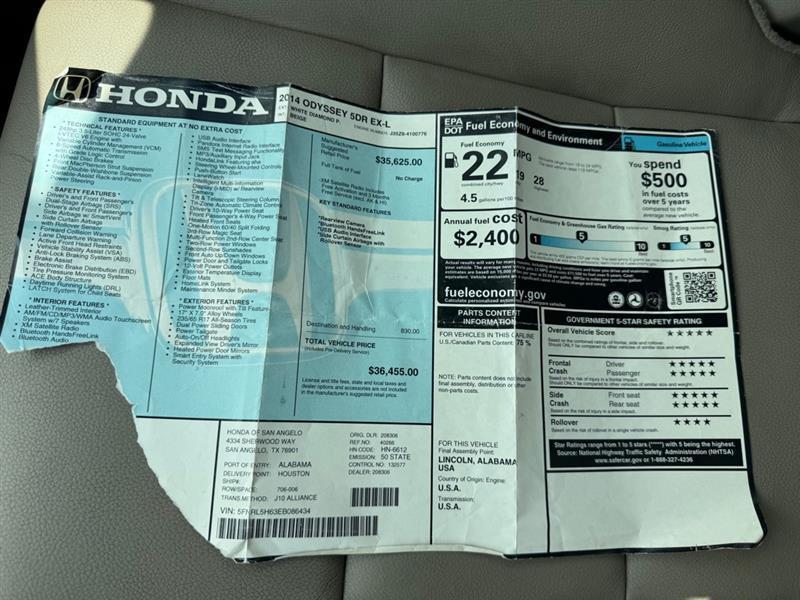 Honda Odyssey  2014