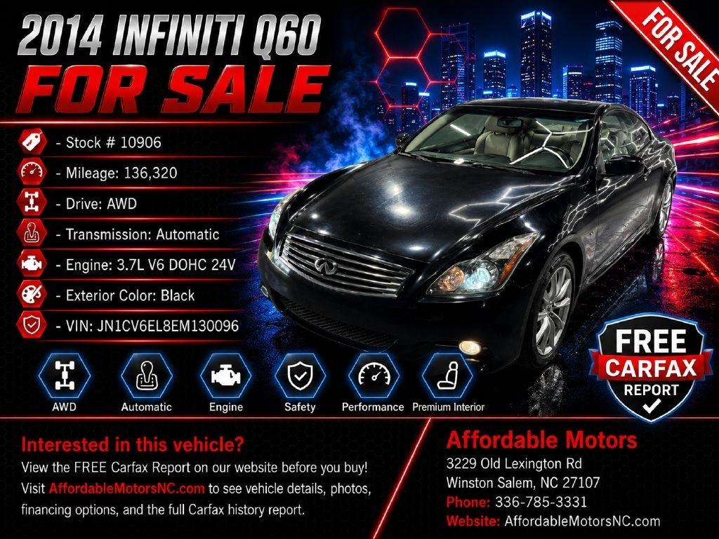 Black 2014 INFINITI Q60 Coupe  Automatic