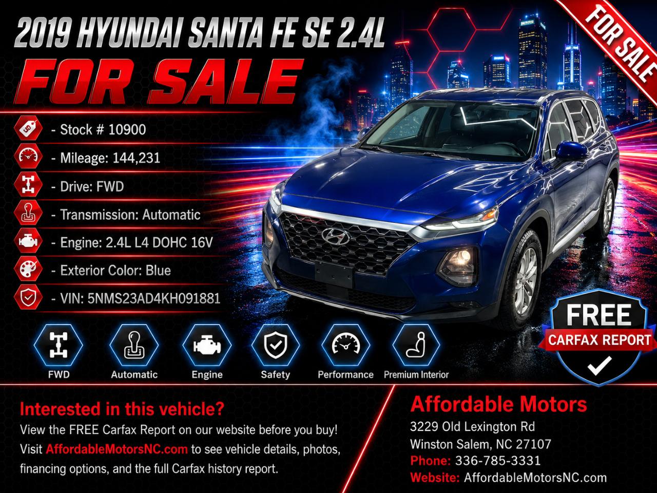 Hyundai Santa Fe SE 2.4L Auto FWD 2019