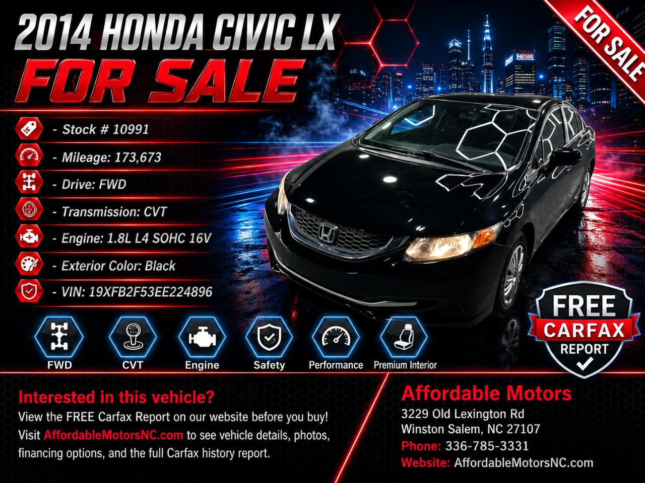 Honda Civic LX Sedan CVT 2014