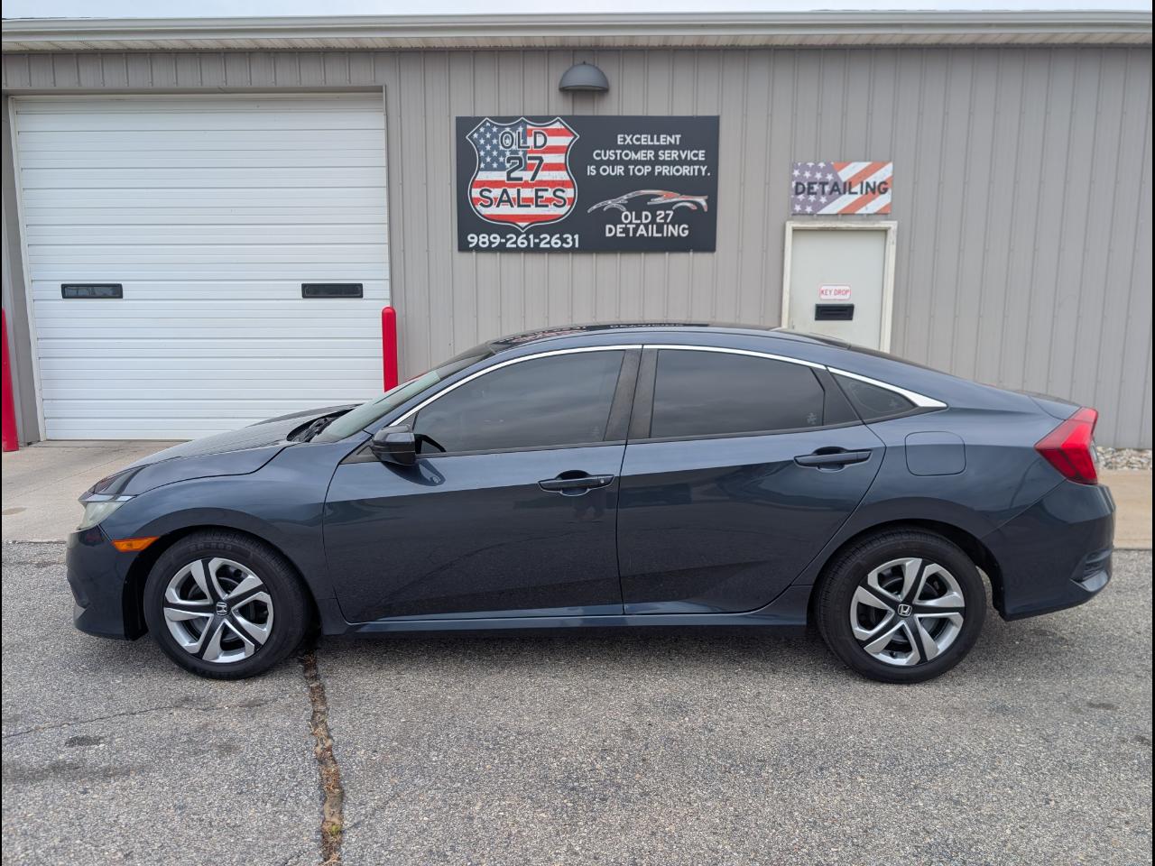 Blue 2016 Honda Civic Sedan Front-Wheel Drive Continuously Variable Transmission