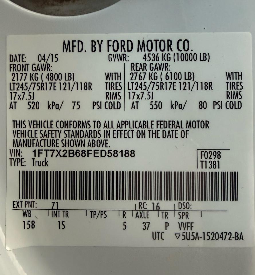 Ford F-250 SD XL SuperCab Long Bed 4WD 2015