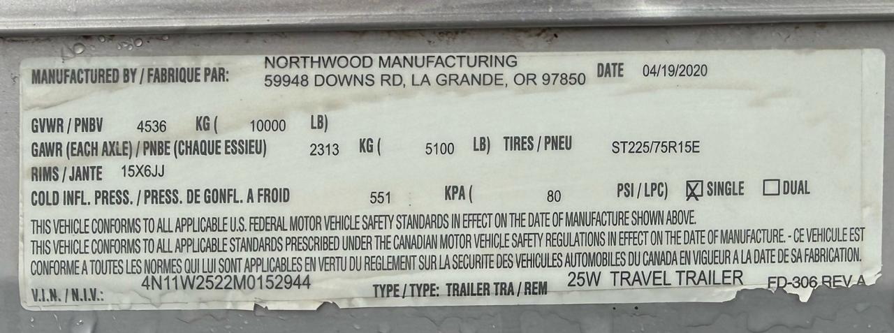 Northwood Manufacturing Arctic Fox  2020