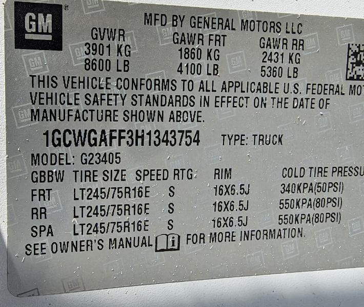 Chevrolet Express 2500 Cargo 2017