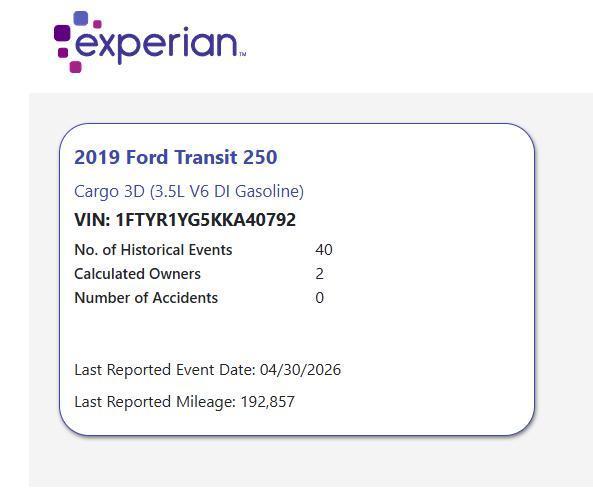 Ford Transit 250 Van Low Roof w/Sliding Pass. 130-in. WB 2019