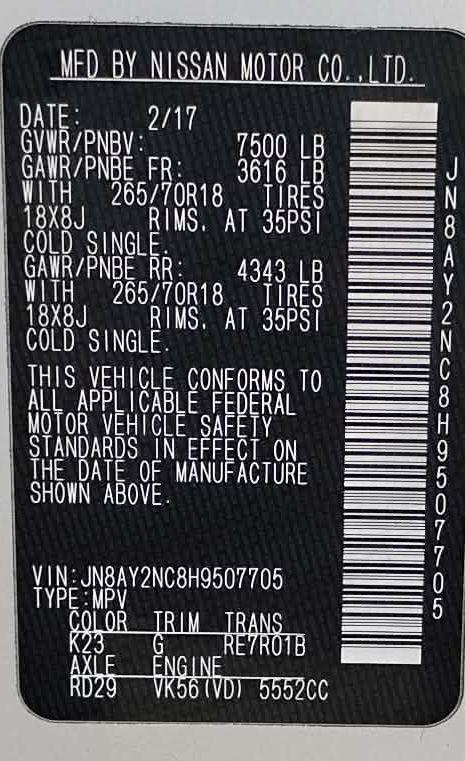 Nissan Armada SV AWD 2017